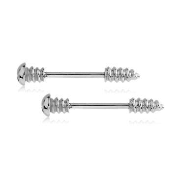Screw Stainless Nipple Barbells Nipple Barbells 14g - 3/8" long (10mm) Stainless Steel