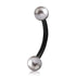 16g Pearl Black Curved Barbell Curved Barbells 16g - 5/16" long (8mm) - 3mm balls Silver Pearl