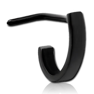 Wide Band Black L-Bend Nose Hoop Nose 20g - 1/4" wearable (6.5mm) Black