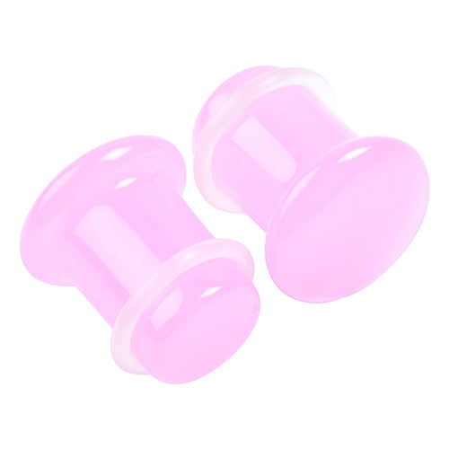 Pink Glass Single Flare Plugs Plugs 8 gauge (3mm) Pink