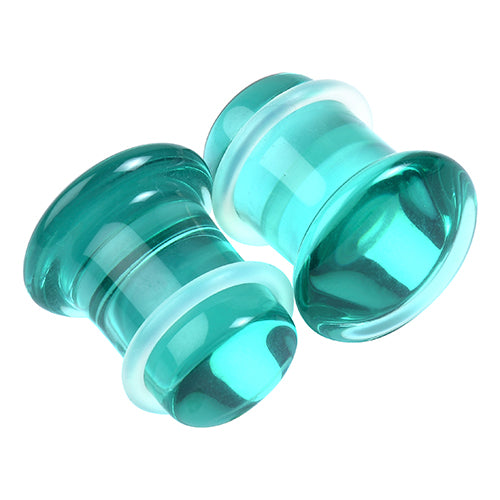 Aqua Glass Single Flare Plugs Plugs 8 gauge (3mm) Aqua