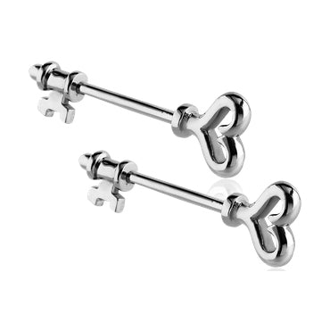 Skeleton Key Stainless Nipple Barbells Nipple Barbells 14g - 15/32" long (12mm) Stainless Steel