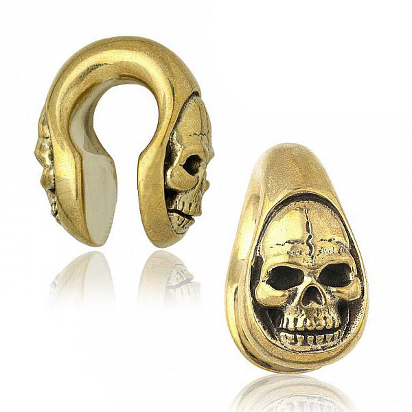 Skull Keyhole Weights Ear Weights 2 gauge (6mm) Yellow Brass