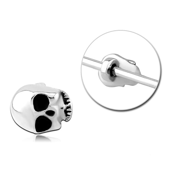 Skull Stainless Barbell Charm Replacement Parts 5.9x7.1mm Stainless Steel