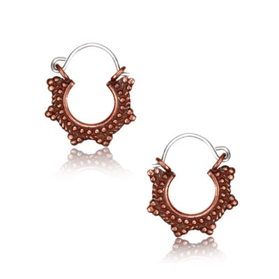 Small Rose Brass Dotted Earrings Earrings  