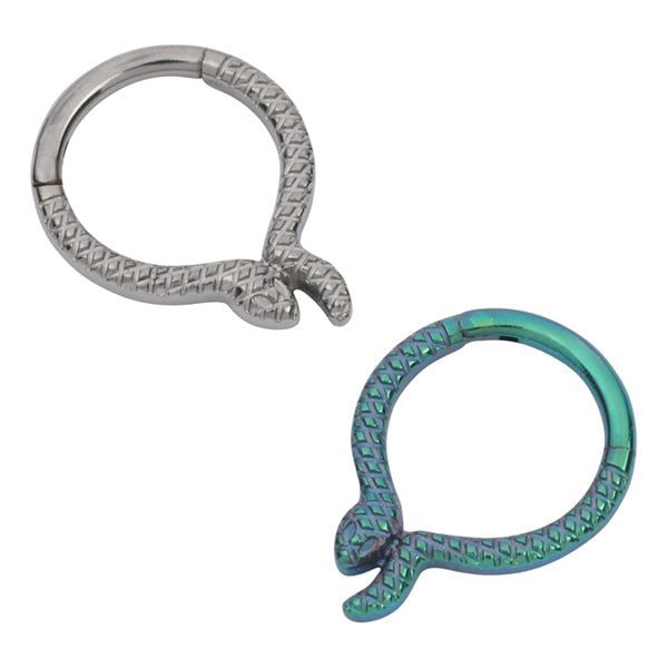 Snake Titanium Hinged Ring Hinged Rings 16g - 5/16" diameter (8mm) High Polish (silver)