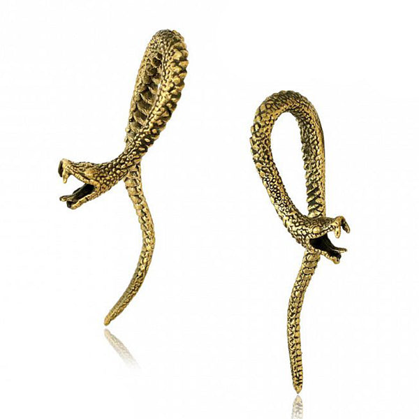 Serpent Brass Hangers Ear Weights 6 gauge (4mm) Yellow Brass