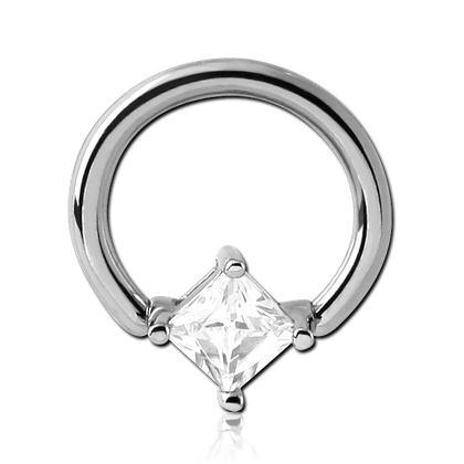 14g Stainless Captive Square CZ Bead Ring Captive Bead Rings 14g - 15/32" diameter (12mm) Stainless Steel