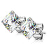 Square CZ Stainless Stud Earrings Earrings 22g - 3mm gems Clear