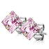 Square CZ Stainless Stud Earrings Earrings 22g - 3mm gems Pink