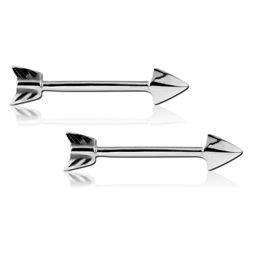 Arrow Stainless Nipple Barbells Nipple Barbells 14g - 15/32" long (12mm) Stainless Steel