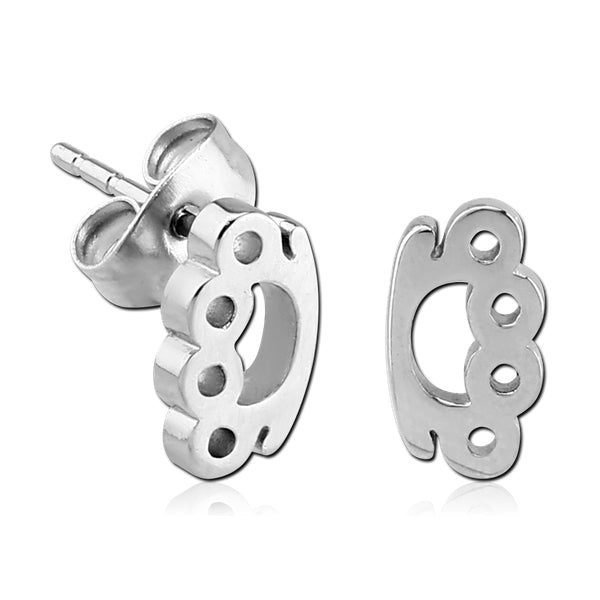Brass Knuckles Stainless Stud Earrings Earrings 20 gauge Stainless Steel