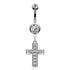 Cross CZ Belly Dangle Belly Ring 14g - 3/8" long (10mm) Stainless Steel