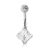Diamond CZ Prong Belly Ring Belly No-Dangles 14g - 3/8" long (10mm) Clear CZ