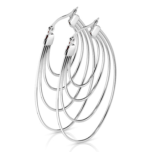 Concentric Oval Hoop Earrings Earrings 20 gauge Stainless Steel