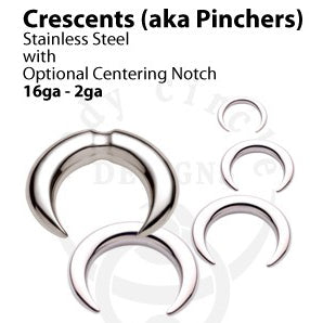 Crescent by Body Circle Designs Pincers 16g - 5/16" diameter (no notch) Stainless Steel