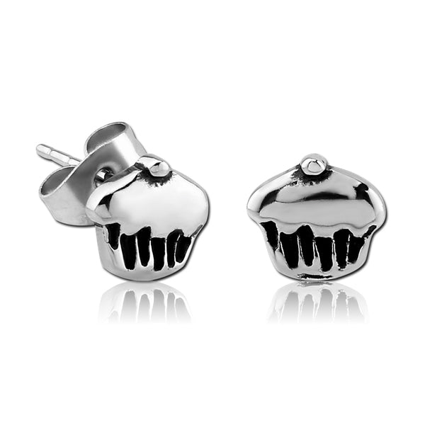 Cupcake Stainless Stud Earrings Earrings 20 gauge Stainless Steel
