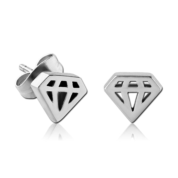Cutout Diamond Stainless Stud Earrings Earrings 20 gauge Stainless Steel