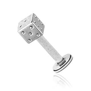 14g Dice Stainless Labret Labrets 14g - 3/8" long (10mm) Stainless Steel