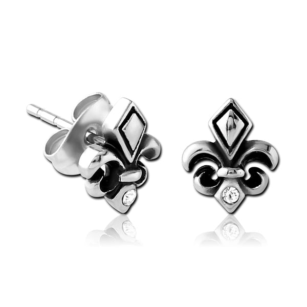 Fleur-de-lis Stainless Stud Earrings Earrings 20 gauge Stainless Steel