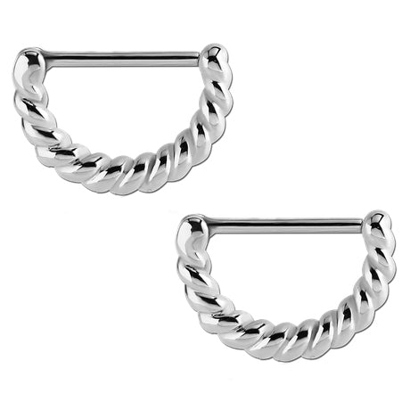 Twisted Stainless Nipple Clickers Nipple Clickers 14g - 15/32" long (12mm) Stainless Steel