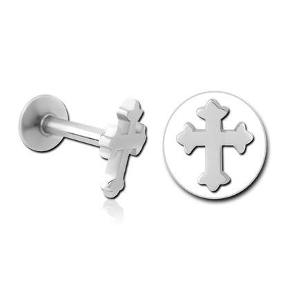 16g Gothic Cross Stainless Labret Labrets 16g - 5/16" long (8mm) Stainless Steel