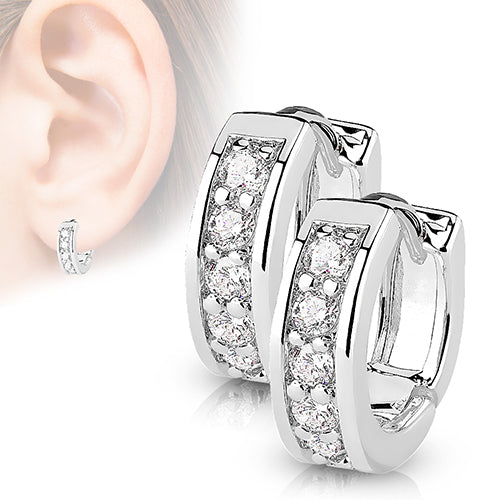 Half Circle CZ Hinged Hoop Earrings Tulsa Body Jewelry