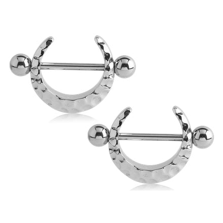 Hammered Crescent Stainless Nipple Shields Nipple Shields 14g - 9/16" diameter (14mm) Stainless Steel