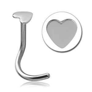 Heart Stainless Nostril Screw Nose 20g - 1/4" wearable (6.5mm) Stainless Steel