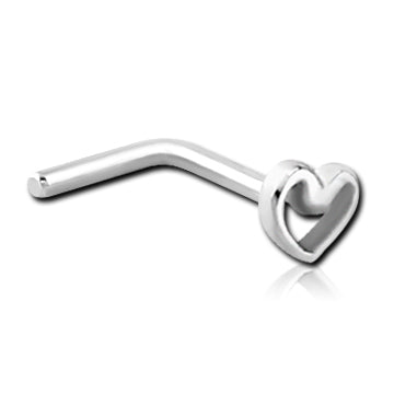 Heart Outline Stainless L-Bend Nose Stud Nose  