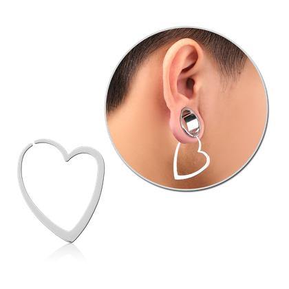 Heart Stainless Tunnel Rings Plugs 39mm Stainless Steel
