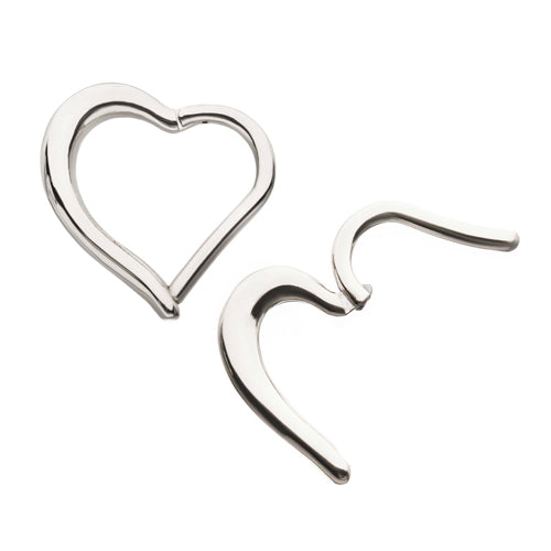 Heart Stainless Hinged Ring Hinged Rings 16g - 5/16" diameter (8mm) Stainless Steel