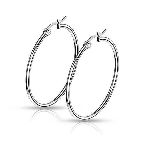 Round Hoop Stainless Earrings Earrings 20g - 40mm diameter Stainless Steel
