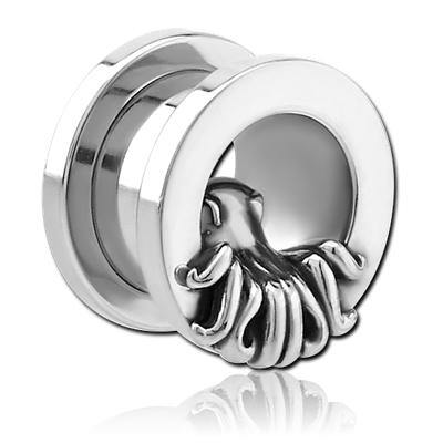 Octopus Screw-on Tunnels Plugs 9/16 inch (14mm) Stainless Steel