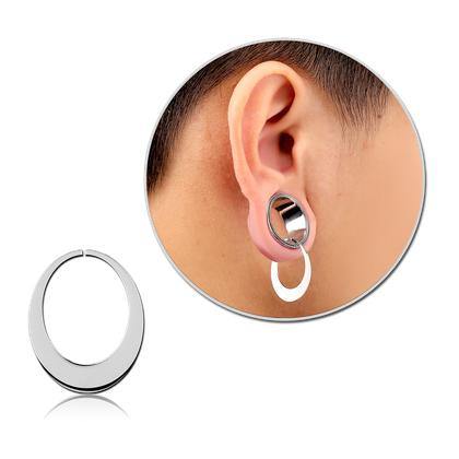 Oval Stainless Tunnel Rings Plugs 40mm Stainless Steel