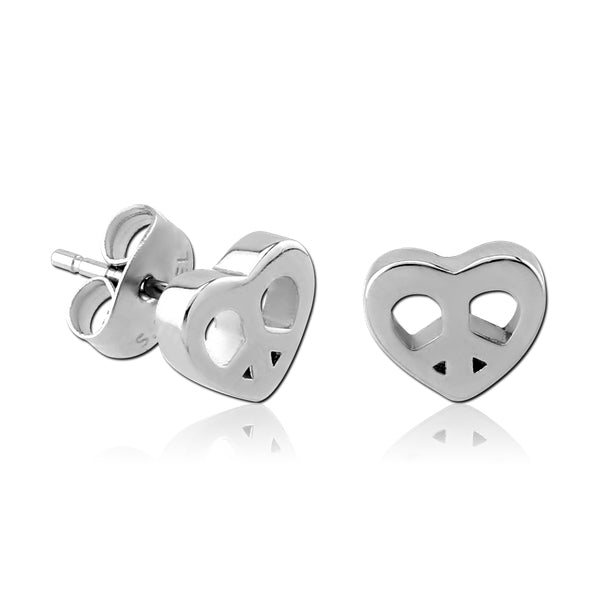 Peace & Love Stainless Stud Earrings Earrings 20 gauge Stainless Steel