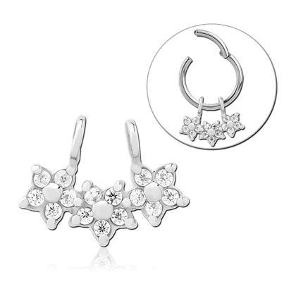 Stainless Floral CZ Ring Charm Replacement Parts  