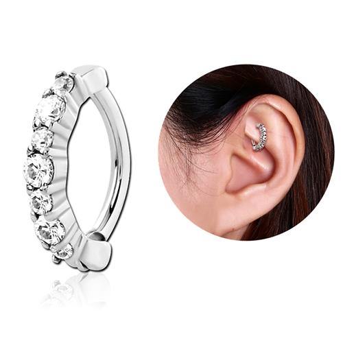 Stainless Seven CZ Cartilage Clicker - Tulsa Body Jewelry