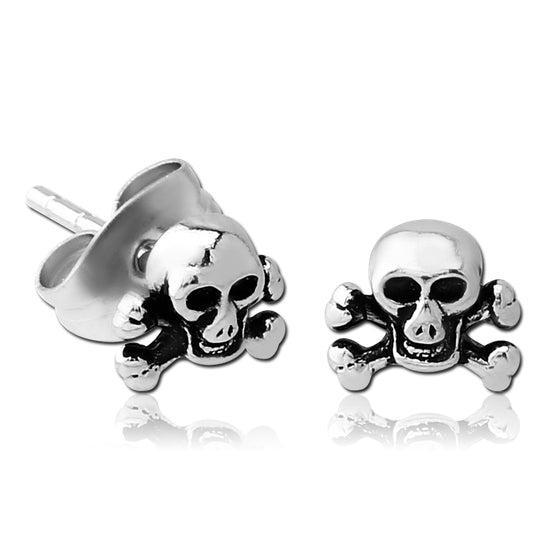 Skull & Crossbones Stainless Stud Earrings Earrings 20 gauge Stainless Steel