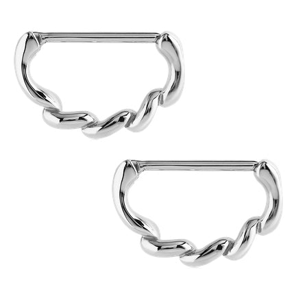 Squiggle Stainless Nipple Clickers Nipple Clickers 14g - 15/32" long (12mm) Stainless Steel
