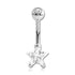 Star CZ Prong Belly Ring Belly No-Dangles 14g - 3/8" long (10mm) Clear