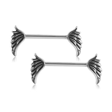 Wing Stainless Nipple Barbells Nipple Barbells 14g - 3/8" long (10mm) Stainless Steel