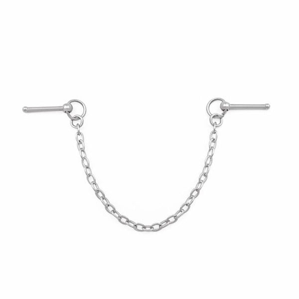 Chain Connected Stainless Nose Bones Nose 20g - 1/4" wearable (6mm) Stainless Steel