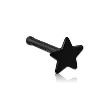 Star Black Nose Bone Nose 20g - 1/4" wearable (6.5mm) Black