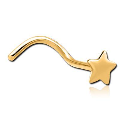 Star Gold Nostril Screw Nose 20g - 1/4" wearable (6.5mm) Gold