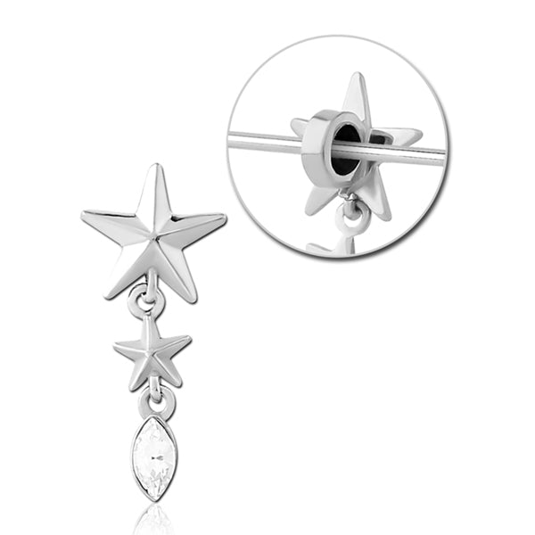 Star Dangle Stainless Barbell Charm Replacement Parts 5.8x16.5mm Stainless Steel