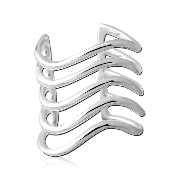 Sterling Silver Five Wave Ear Cuff Ear Cuffs one-size-fits-all Sterling Silver