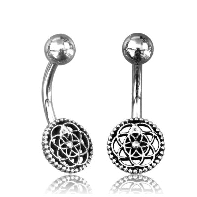 Sterling Silver Flower Of Life Belly Ring Belly Ring  