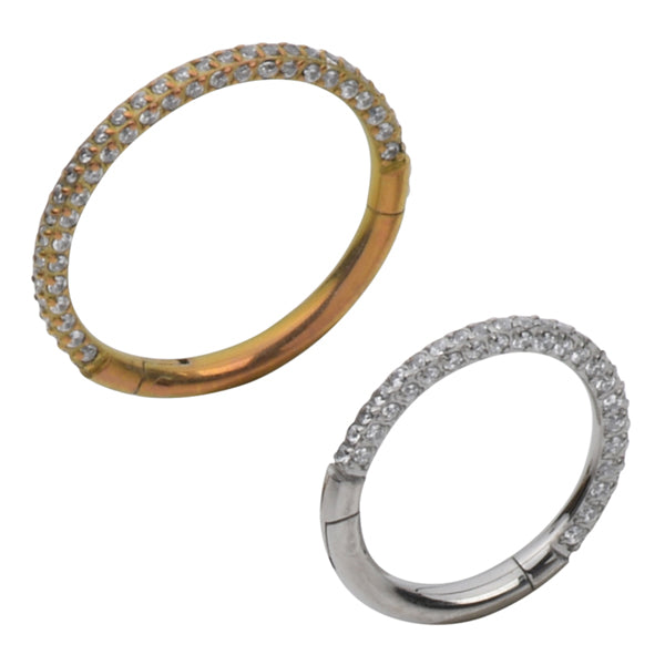 Super CZ Titanium Hinged Ring Hinged Rings 16g - 3/8" diameter (10mm) Clear CZs