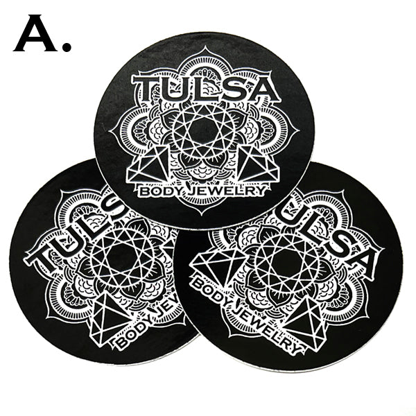 Tulsa Body Jewelry Stickers (3-PACK) Other Stuff A. Black & White Vinyl 2" diameter 